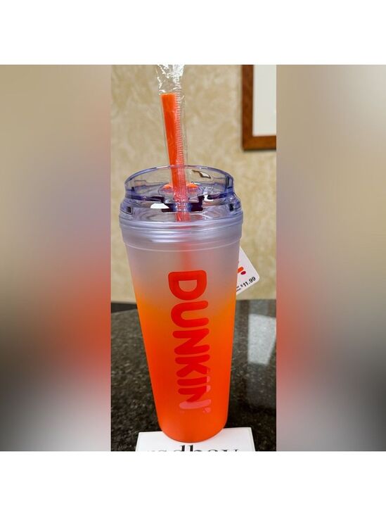Dunkin' Other - Dunkin' Summer 2024 Ombre Plastic Insulated 24oz Tumbler ORANGE - NWT